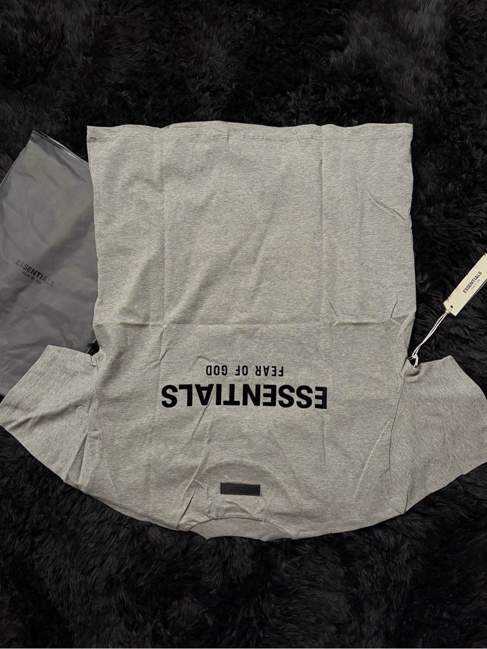 Fear of God ESSENTIALS Heather Gray T-Shirt with Black Logo